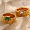 One-Stone Ring — Green & White (Pure Stainless Steel) product photo 2 | Glossy.pk Pakistan