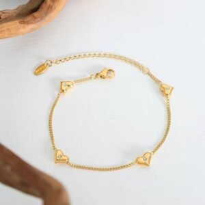 Heart Stone Bracelet — Stainless Steel