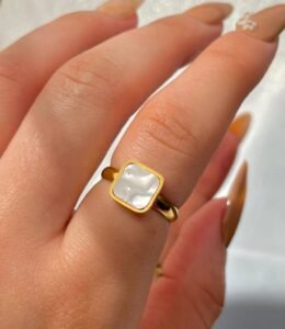 Black and White Square Ring — Stainless Steel product photo 4 | Glossy.pk Pakistan