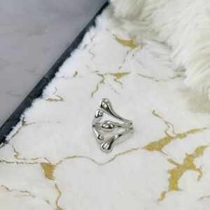 Adjustable Multi Layered Chunky Ring — Silver
