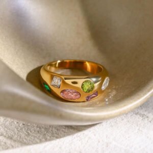Multi Stone Colour Ring — Stainless Steel product photo 3 | Glossy.pk Pakistan