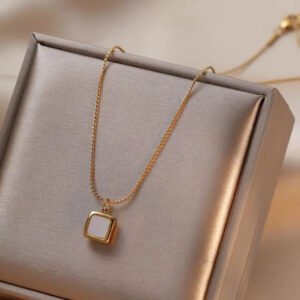 Square Shell Necklace — Stainless Steel