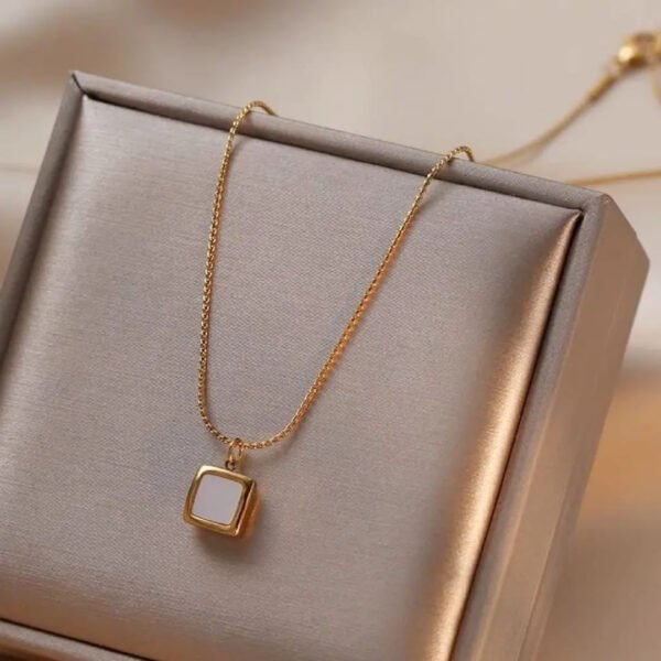 Square Shell Necklace — Stainless Steel — jewellery from Glossy.pk, Pakistan
