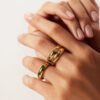 3-stone green white pink ring - stainless steel product photo 3 | Glossy.pk Pakistan