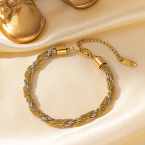 Two‑Tone Mesh Bracelet (Silver & Gold)