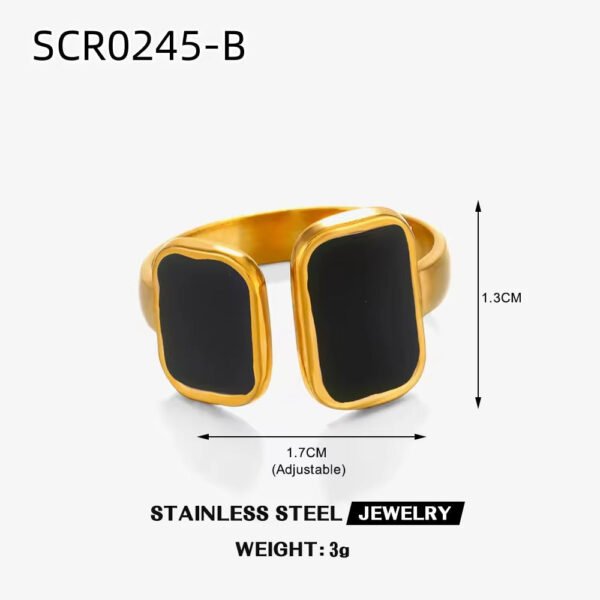 Black & White Adjustable Ring — Stainless Steel product photo 4 | Glossy.pk Pakistan