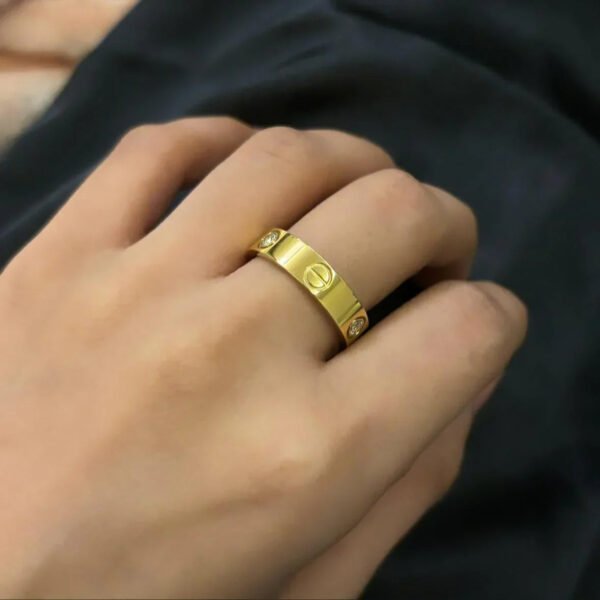 Gold-Plated Stainless Steel Ring with Stone product photo 2 | Glossy.pk Pakistan