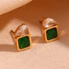 Green box stud earrings — Stainless Steel — jewellery from Glossy.pk, Pakistan