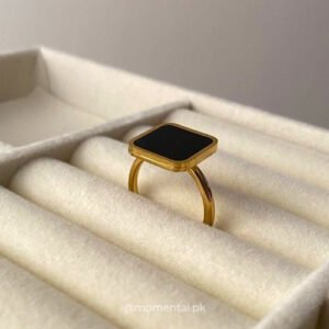 Black and White Square Ring — Stainless Steel product photo 2 | Glossy.pk Pakistan