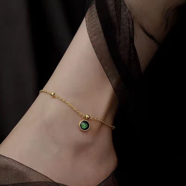 Green stone anklet — Stainless Steel product photo 2 | Glossy.pk Pakistan