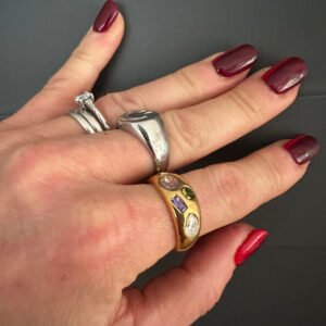 Multi Stone Colour Ring — Stainless Steel