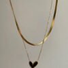 Double Chain Heart Necklace — White & Black product photo 2 | Glossy.pk Pakistan
