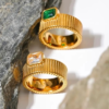 One-Stone Ring — Green & White (Pure Stainless Steel) product photo 3 | Glossy.pk Pakistan
