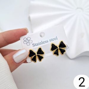 Bow Stud Earrings (Black, White)