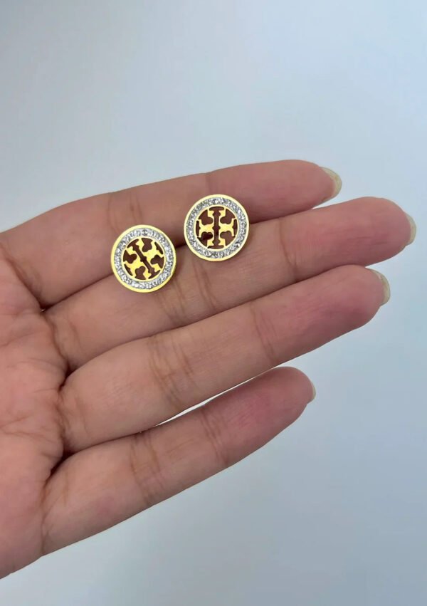 Gold-plated stainless-steel stud earrings — jewellery from Glossy.pk, Pakistan