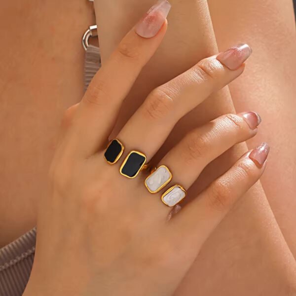 Black & White Adjustable Ring — Stainless Steel — jewellery from Glossy.pk, Pakistan