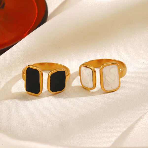 Black & White Adjustable Ring — Stainless Steel product photo 3 | Glossy.pk Pakistan