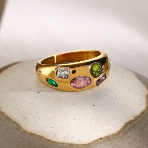 Multi Stone Colour Ring — Stainless Steel product photo 2 | Glossy.pk Pakistan