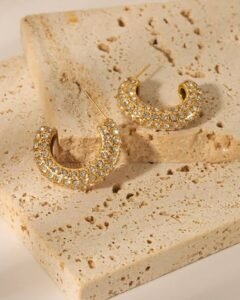 C-design stainless-steel earrings product photo 3 | Glossy.pk Pakistan