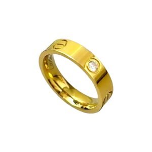 Gold-Plated Stainless Steel Ring with Stone