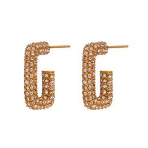 Stone‑Look Hoop Earrings — Stainless Steel