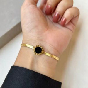 BV Black Adjustable Stainless Steel Bracelet