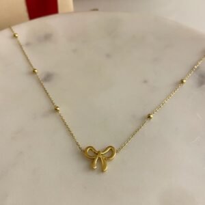 Bow Ribbon Pendant Necklace — Stainless Steel