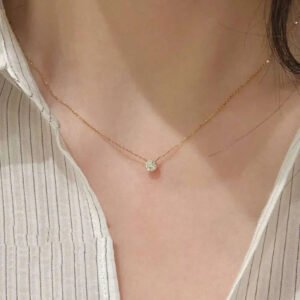 Single Stone Stainless Steel Necklace