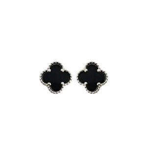 Black Clover Earrings — Silver