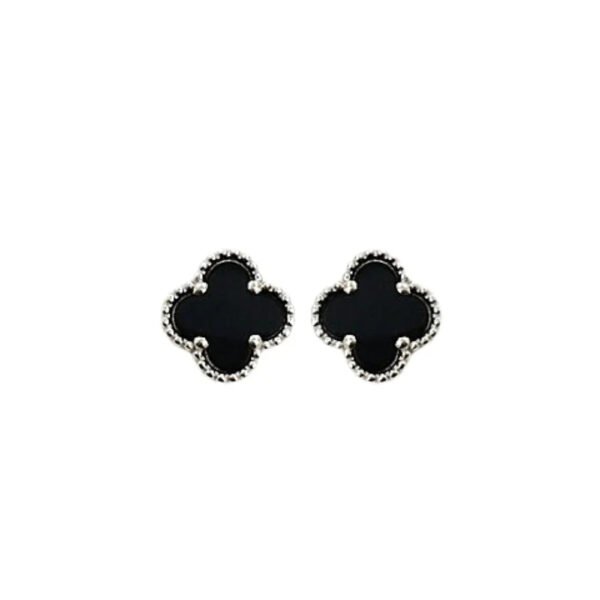 Black Clover Earrings — Silver — jewellery from Glossy.pk, Pakistan