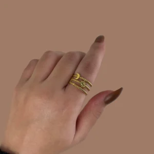 Adjustable Moon and Star Ring - Gold