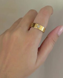 Gold-Plated Stainless Steel Ring with Stone product photo 3 | Glossy.pk Pakistan