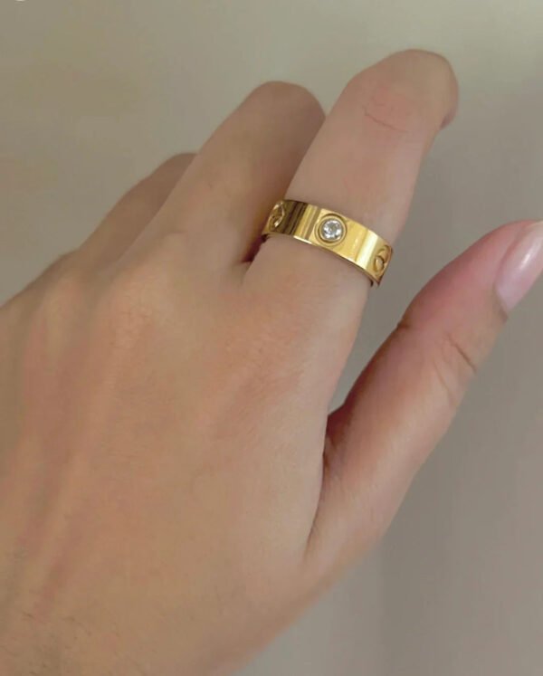 Gold-Plated Stainless Steel Ring with Stone product photo 3 | Glossy.pk Pakistan