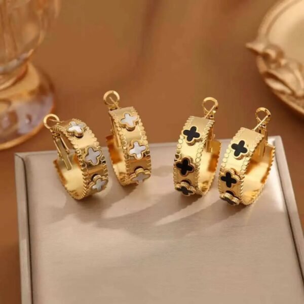 Clover Black & White — Stainless Steel — jewellery from Glossy.pk, Pakistan