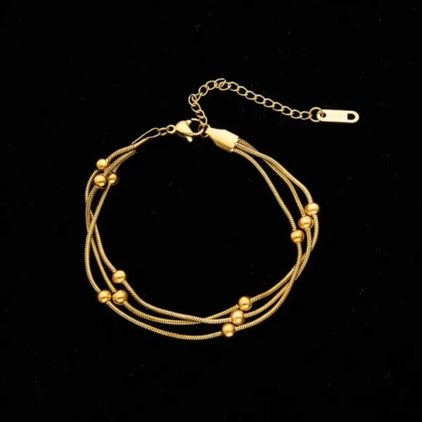 3-Layer Beaded Bracelet — Stainless Steel product photo 3 | Glossy.pk Pakistan