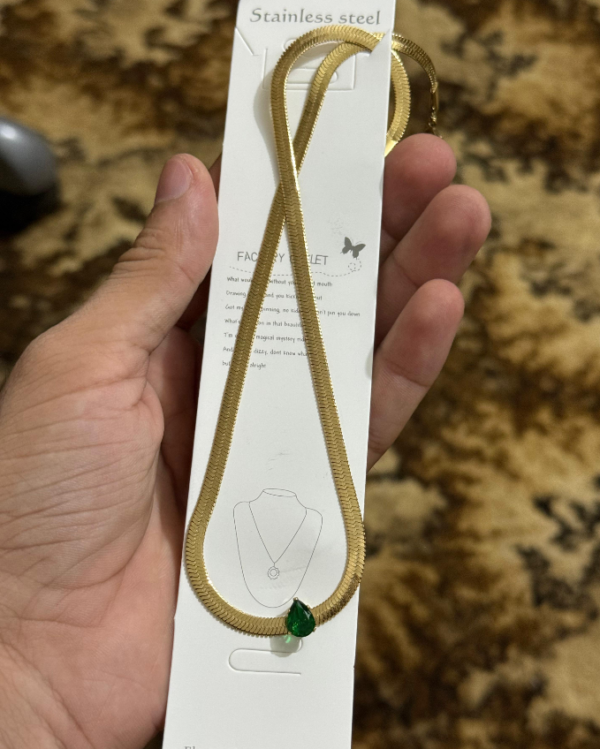 New Design Stainless Steel Necklace (Green/White/Pink) product photo 3 | Glossy.pk Pakistan