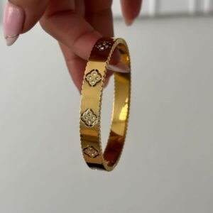 Clover Handcuff Bracelet — Stainless Steel
