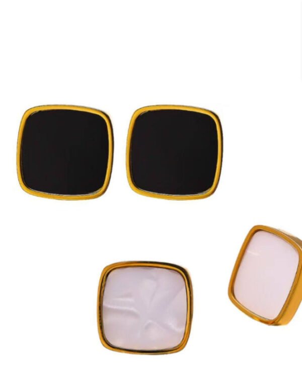 Square Black and White Stud Earrings product photo 3 | Glossy.pk Pakistan