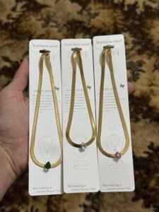 New Design Stainless Steel Necklace (Green/White/Pink) — jewellery from Glossy.pk, Pakistan