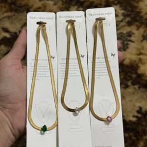 New Design Stainless Steel Necklace (Green/White/Pink)