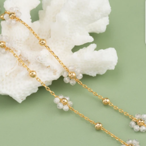 White Floral Bracelet — Stainless Steel
