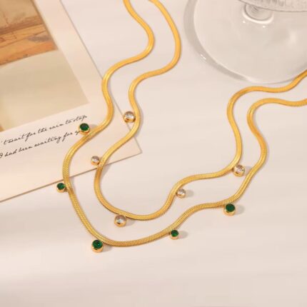 Snake chain  stone necklace