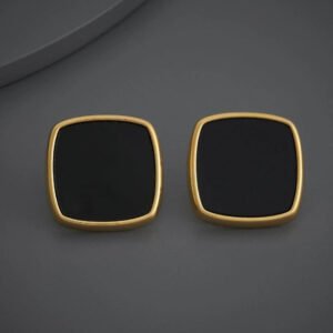 Square Black and White Stud Earrings