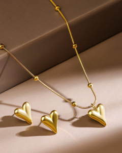 3D Heart Necklace with Studs product photo 2 | Glossy.pk Pakistan
