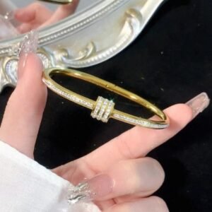 Studded Lock Handcuff Bracelet — Stainless Steel