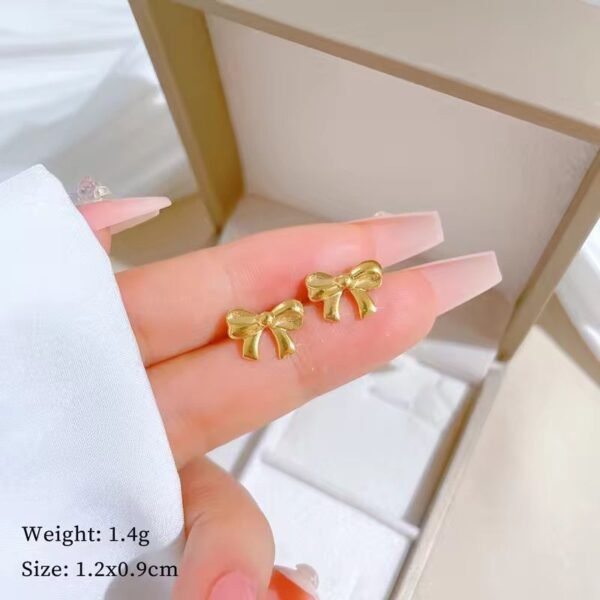 Bow stud earrings (stainless steel) product photo 3 | Glossy.pk Pakistan
