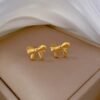 Bow stud earrings (stainless steel) product photo 2 | Glossy.pk Pakistan