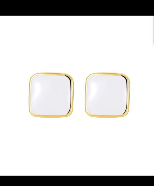 Square Black and White Stud Earrings product photo 2 | Glossy.pk Pakistan
