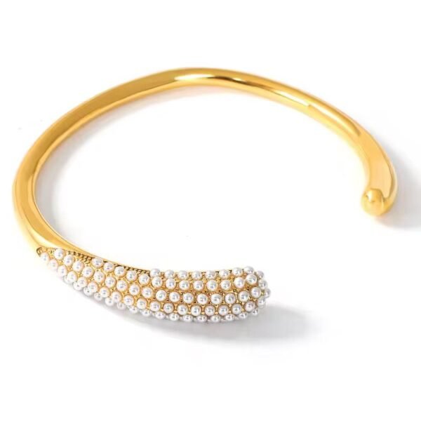 C-trending stainless-steel cuff (Multi, Pearl, Golden) product photo 2 | Glossy.pk Pakistan