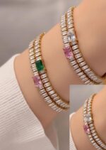 Emerald Tanis Bracelet- Pink
